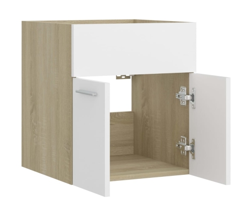 Armario para lavabo contrachapada blanco roble 41x38,5x46 cm