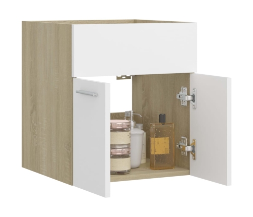 Armario para lavabo contrachapada blanco roble 41x38,5x46 cm