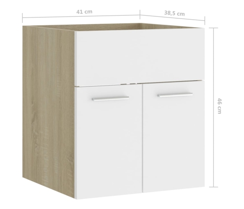 Armario para lavabo contrachapada blanco roble 41x38,5x46 cm