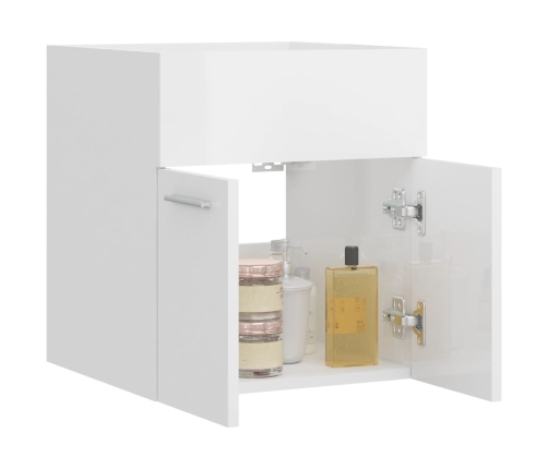 Armario para lavabo contrachapada blanco brillo 41x38,5x46 cm