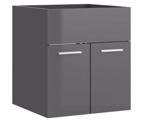 Armario para lavabo contrachapada gris brillo 41x38,5x46 cm