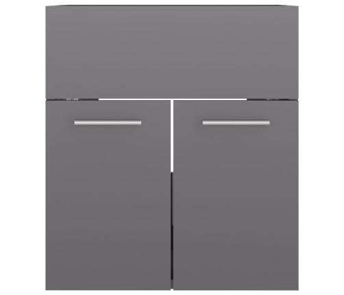 Armario para lavabo contrachapada gris brillo 41x38,5x46 cm