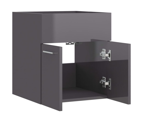 Armario para lavabo contrachapada gris brillo 41x38,5x46 cm