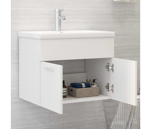 Armario para lavabo madera contrachapada blanco 60x38,5x46 cm