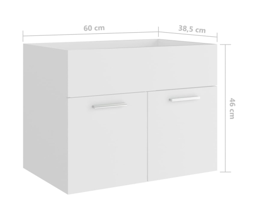 Armario para lavabo madera contrachapada blanco 60x38,5x46 cm