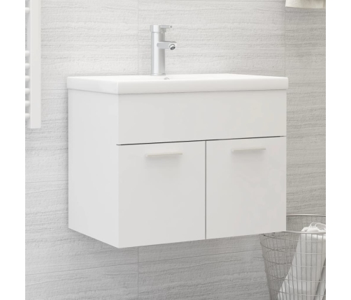 Armario para lavabo madera contrachapada blanco 60x38,5x46 cm