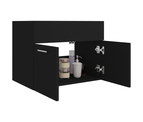 Armario para lavabo madera contrachapada negro 60x38,5x46 cm