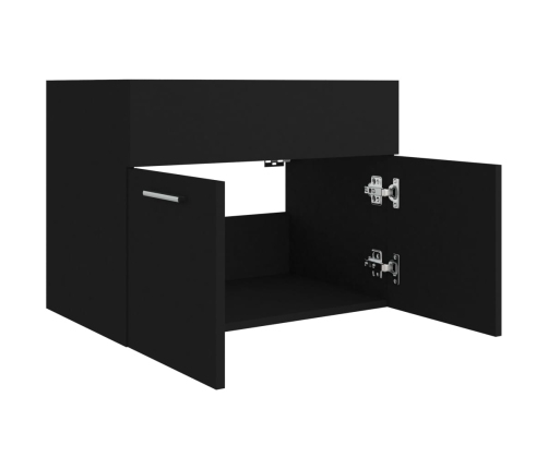 Armario para lavabo madera contrachapada negro 60x38,5x46 cm