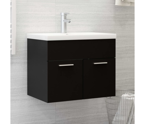 Armario para lavabo madera contrachapada negro 60x38,5x46 cm