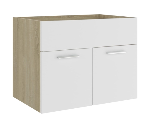 Armario para lavabo contrachapada blanco roble 60x38,5x46 cm