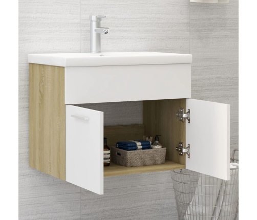 Armario para lavabo contrachapada blanco roble 60x38,5x46 cm