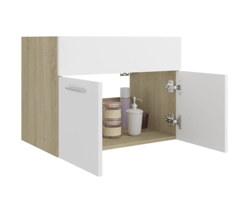 Armario para lavabo contrachapada blanco roble 60x38,5x46 cm