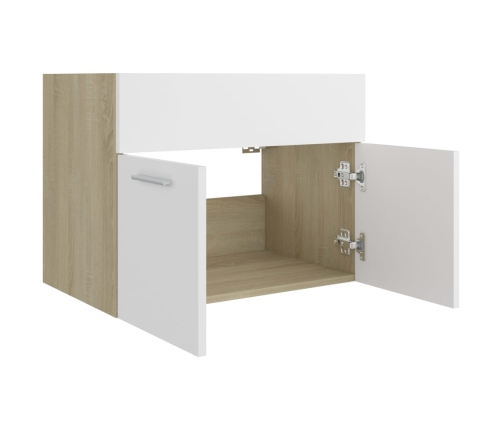 Armario para lavabo contrachapada blanco roble 60x38,5x46 cm