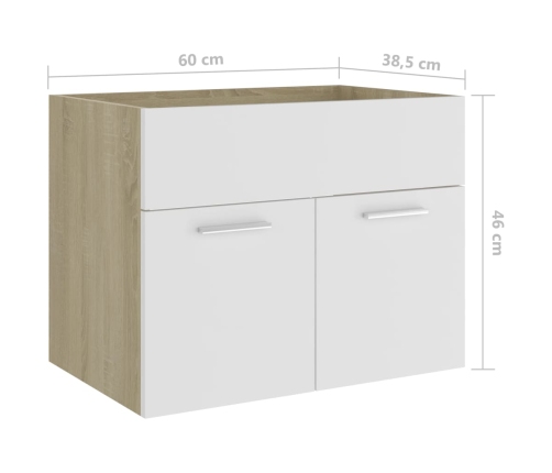 Armario para lavabo contrachapada blanco roble 60x38,5x46 cm