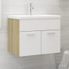 Armario para lavabo contrachapada blanco roble 60x38,5x46 cm