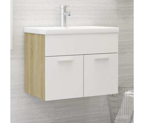 Armario para lavabo contrachapada blanco roble 60x38,5x46 cm