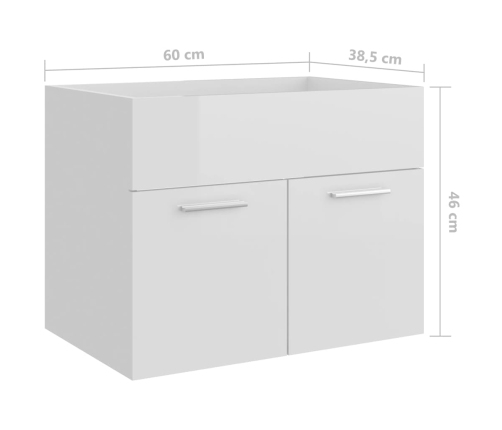 Armario para lavabo madera contrachapada blanco 60x38,5x46 cm