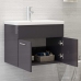 Armario para lavabo contrachapada gris brillo 60x38,5x46 cm