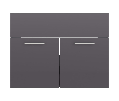 Armario para lavabo contrachapada gris brillo 60x38,5x46 cm