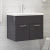 Armario para lavabo contrachapada gris brillo 60x38,5x46 cm