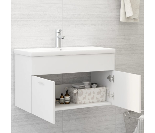 Armario para lavabo madera contrachapada blanco 80x38,5x46 cm