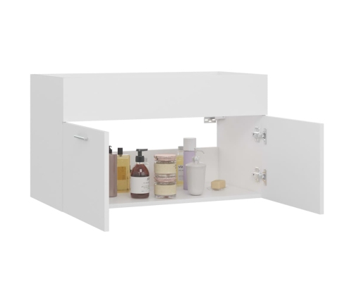 Armario para lavabo madera contrachapada blanco 80x38,5x46 cm