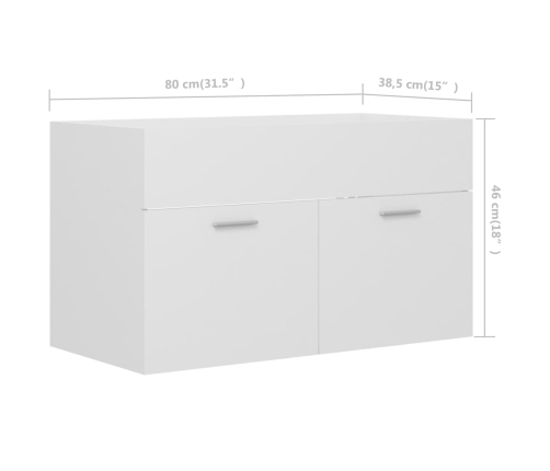 Armario para lavabo madera contrachapada blanco 80x38,5x46 cm