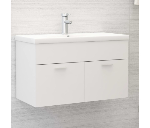 Armario para lavabo madera contrachapada blanco 80x38,5x46 cm