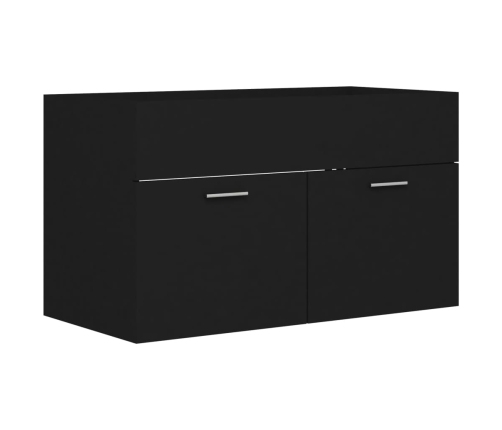 Armario para lavabo madera contrachapada negro 80x38,5x46 cm