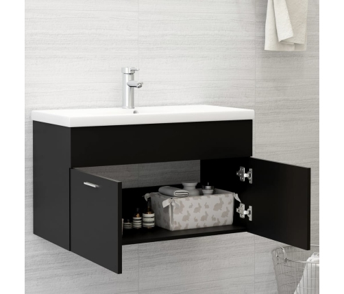 Armario para lavabo madera contrachapada negro 80x38,5x46 cm