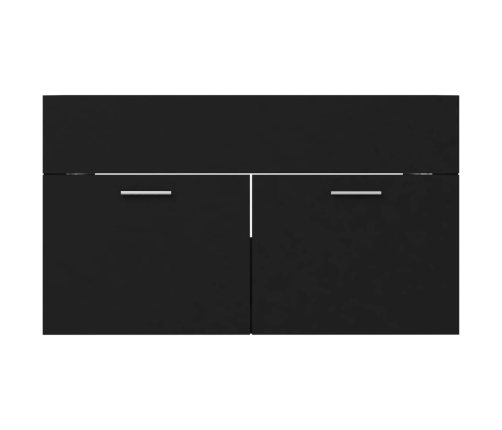 Armario para lavabo madera contrachapada negro 80x38,5x46 cm