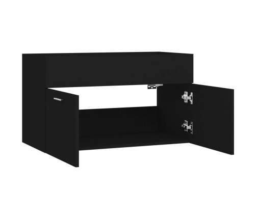 Armario para lavabo madera contrachapada negro 80x38,5x46 cm