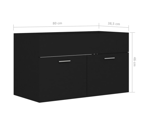 Armario para lavabo madera contrachapada negro 80x38,5x46 cm