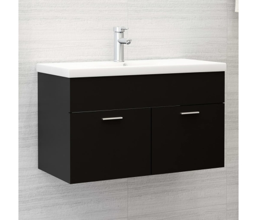 Armario para lavabo madera contrachapada negro 80x38,5x46 cm