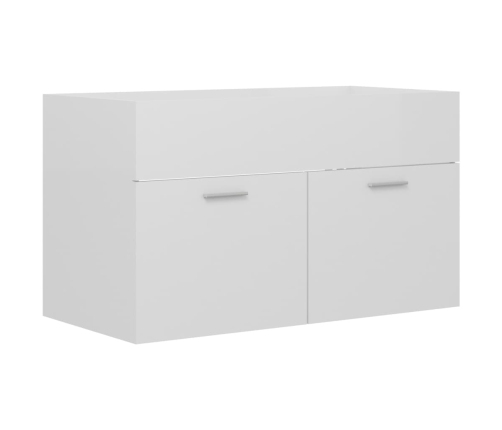 Armario para lavabo contrachapada blanco brillo 80x38,5x46 cm