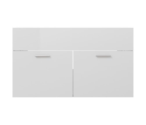 Armario para lavabo contrachapada blanco brillo 80x38,5x46 cm