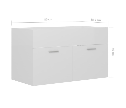 Armario para lavabo contrachapada blanco brillo 80x38,5x46 cm