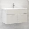 Armario para lavabo contrachapada blanco brillo 80x38,5x46 cm