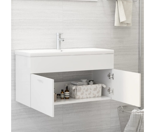 Armario para lavabo madera contrachapada blanco 90x38,5x46 cm