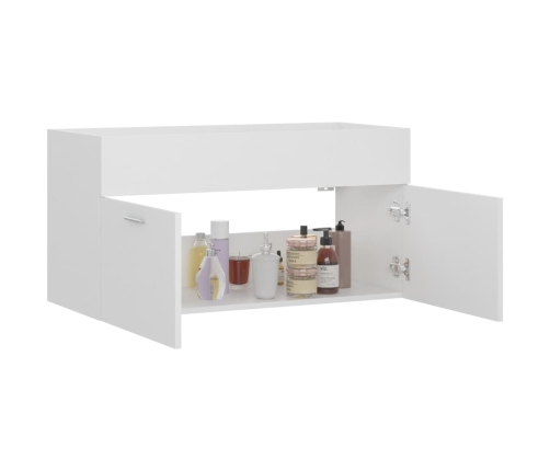 Armario para lavabo madera contrachapada blanco 90x38,5x46 cm