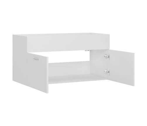 Armario para lavabo madera contrachapada blanco 90x38,5x46 cm