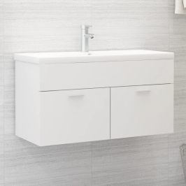 Armario para lavabo madera contrachapada blanco 90x38,5x46 cm