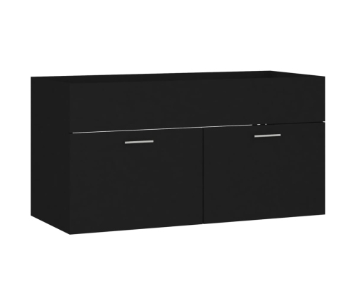 Armario para lavabo madera contrachapada negro 90x38,5x46 cm