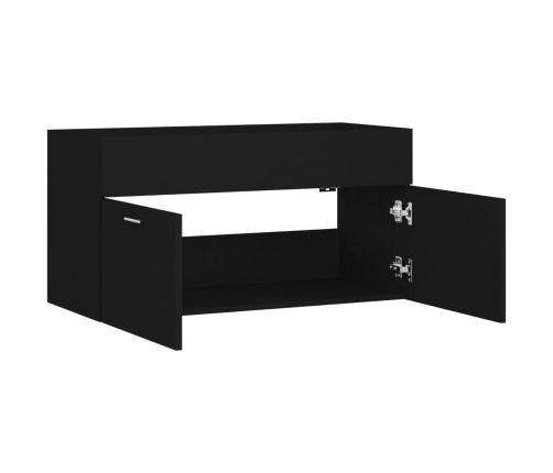 Armario para lavabo madera contrachapada negro 90x38,5x46 cm