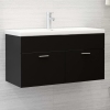 Armario para lavabo madera contrachapada negro 90x38,5x46 cm