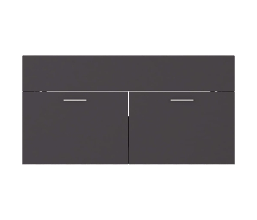 Armario para lavabo madera contrachapada gris 90x38,5x46 cm