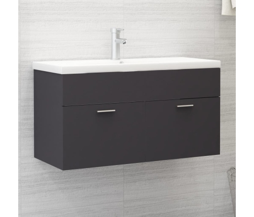 Armario para lavabo madera contrachapada gris 90x38,5x46 cm