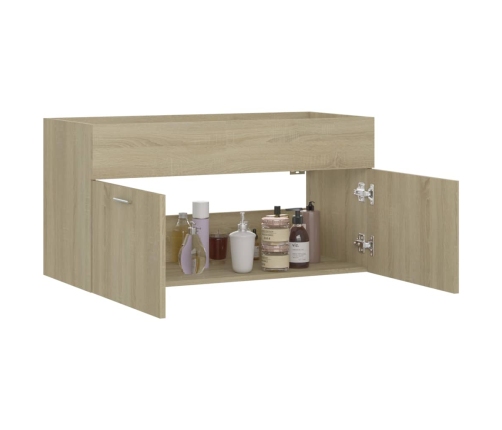 Armario para lavabo contrachapada color roble 90x38,5x46 cm