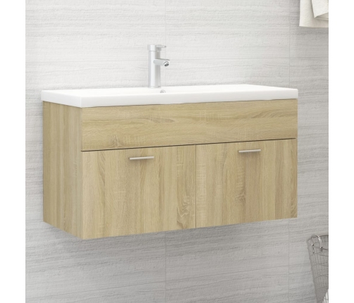 Armario para lavabo contrachapada color roble 90x38,5x46 cm