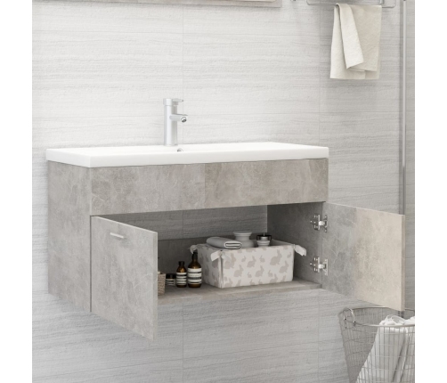 Armario para lavabo contrachapada gris hormigón 90x38,5x46 cm